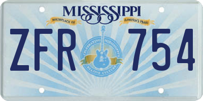 MS license plate ZFR754