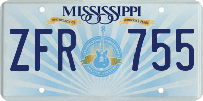 MS license plate ZFR755