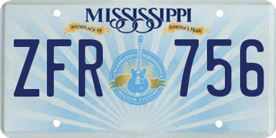 MS license plate ZFR756