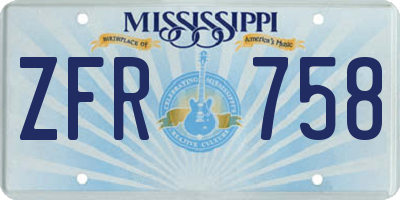 MS license plate ZFR758