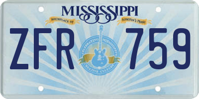 MS license plate ZFR759
