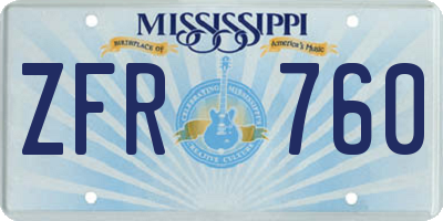 MS license plate ZFR760