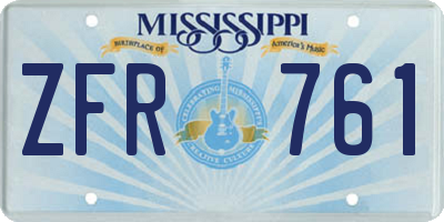 MS license plate ZFR761