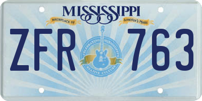 MS license plate ZFR763