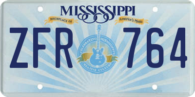 MS license plate ZFR764