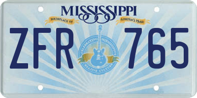 MS license plate ZFR765
