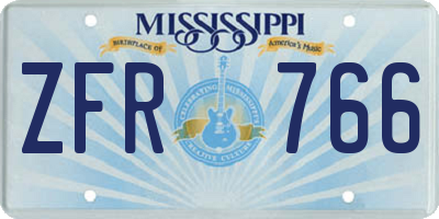 MS license plate ZFR766