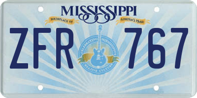 MS license plate ZFR767