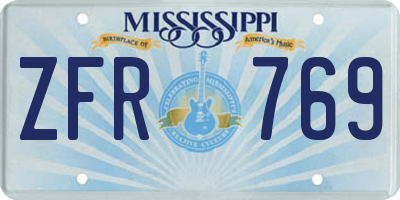 MS license plate ZFR769