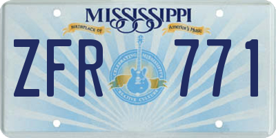 MS license plate ZFR771