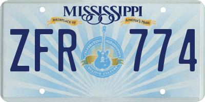 MS license plate ZFR774