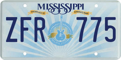 MS license plate ZFR775