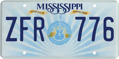 MS license plate ZFR776