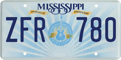 MS license plate ZFR780