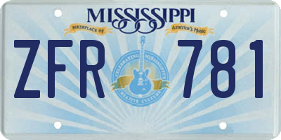 MS license plate ZFR781