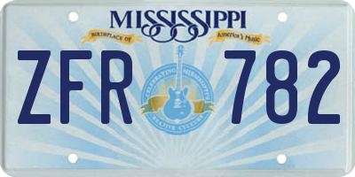 MS license plate ZFR782