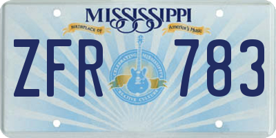 MS license plate ZFR783