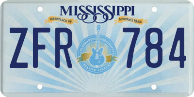MS license plate ZFR784