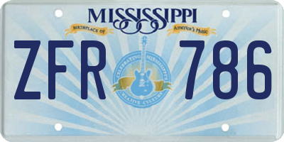 MS license plate ZFR786