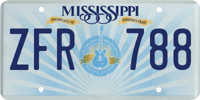 MS license plate ZFR788