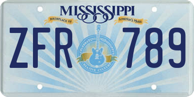 MS license plate ZFR789
