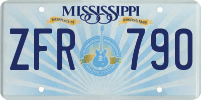 MS license plate ZFR790