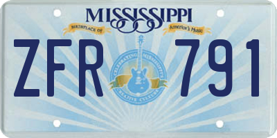 MS license plate ZFR791