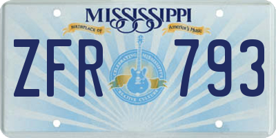 MS license plate ZFR793