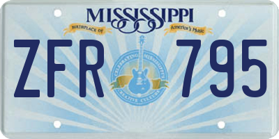 MS license plate ZFR795