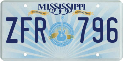 MS license plate ZFR796