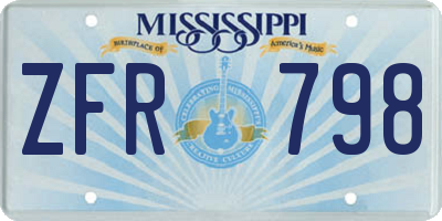 MS license plate ZFR798