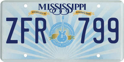 MS license plate ZFR799