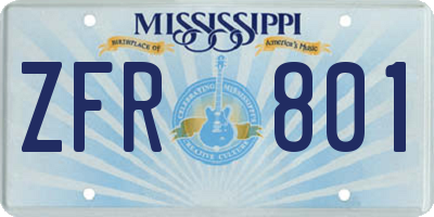MS license plate ZFR801