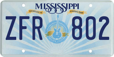 MS license plate ZFR802