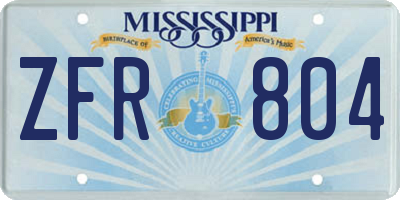 MS license plate ZFR804