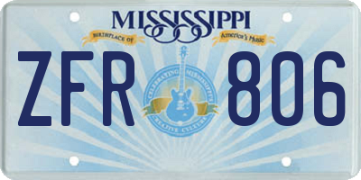 MS license plate ZFR806