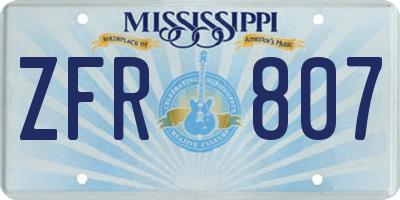 MS license plate ZFR807