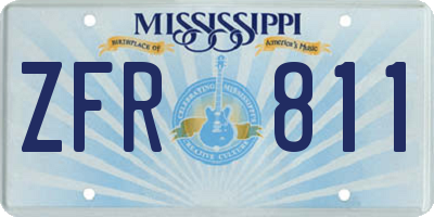 MS license plate ZFR811