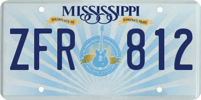 MS license plate ZFR812
