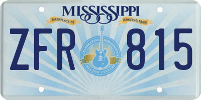 MS license plate ZFR815