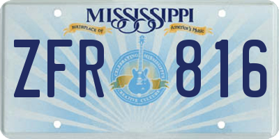 MS license plate ZFR816