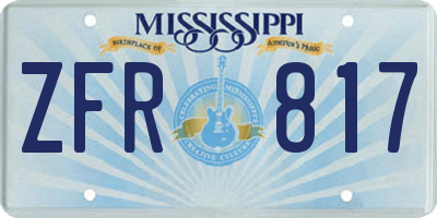 MS license plate ZFR817