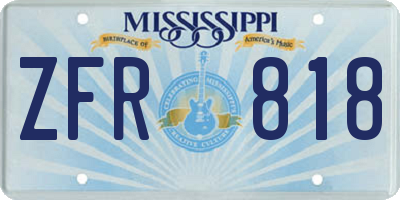 MS license plate ZFR818