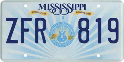 MS license plate ZFR819