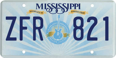 MS license plate ZFR821