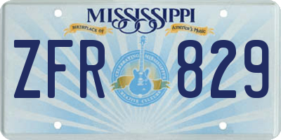 MS license plate ZFR829