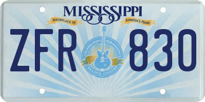 MS license plate ZFR830