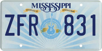 MS license plate ZFR831