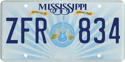 MS license plate ZFR834