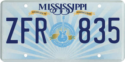 MS license plate ZFR835